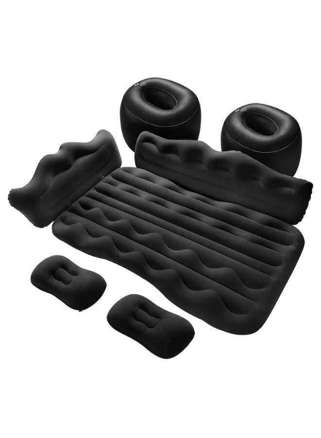 Universal Car Air Mattress Inflatable Travel Bed - Thickened Flocking Back Seat Sleep Pad for SUV, MPV & Sedan - Portable Camping Mattress with Electric Air Pump, 2 Pillows & Foot Piers - Image 3